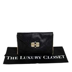 Pre Owned Diane von Furstenberg Black Leather 440 Gallery Uptown Clutch