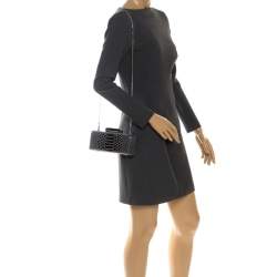 Diane Von Furstenberg Black/White Python Effect Patent Leather Tonda Chain Clutch