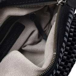 Diane Von Furstenberg Metallic Black Chainlink Leather Stephanie Shoulder Bag