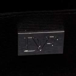 Pre Owned Diane Von Furstenberg Black/Gold Lace and Patent Leather Sphere Chain Clutch