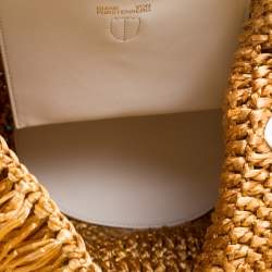 Pre Owned Diane Von Furstenberg Multicolor Raffia and Leather Fringe Shoulder Bag