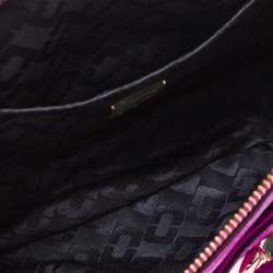 Pre Owned Diane von Furstenberg Purple Grained Leather Mini Sutra Shoulder Bag