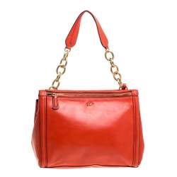 Pre Owned Diane von Furstenberg Coral Leather New Harper Charlotte Shoulder Bag