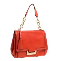 Pre Owned Diane von Furstenberg Coral Leather New Harper Charlotte Shoulder Bag