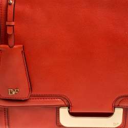 Pre Owned Diane von Furstenberg Coral Leather New Harper Charlotte Shoulder Bag