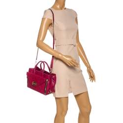 Pre Owned Diane Von Furstenberg Magenta Leather 440 Gallery Envelope Tote