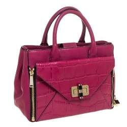 Pre Owned Diane Von Furstenberg Magenta Leather 440 Gallery Envelope Tote