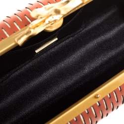 Pre Owned Diane von Furstenberg Copper Brown Perforated Leather Long Lytton Clutch