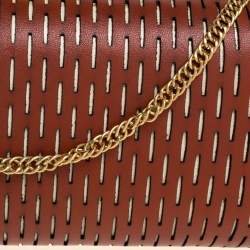 Pre Owned Diane von Furstenberg Copper Brown Perforated Leather Long Lytton Clutch