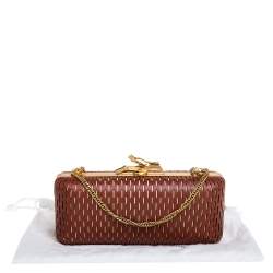 Pre Owned Diane von Furstenberg Copper Brown Perforated Leather Long Lytton Clutch