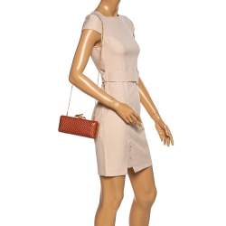 Pre Owned Diane von Furstenberg Copper Brown Perforated Leather Long Lytton Clutch