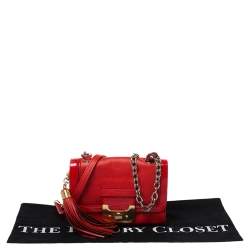 Pre Owned Diane Von Furstenberg Red Leather Mini Harper Shoulder Bag