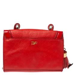 Pre Owned Diane Von Furstenberg Red Leather Mini Harper Shoulder Bag