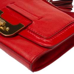 Pre Owned Diane Von Furstenberg Red Leather Mini Harper Shoulder Bag