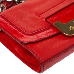 Pre Owned Diane Von Furstenberg Red Leather Mini Harper Shoulder Bag