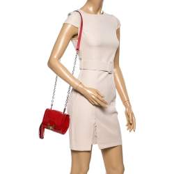 Pre Owned Diane Von Furstenberg Red Leather Mini Harper Shoulder Bag