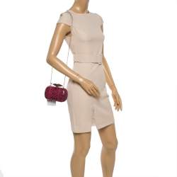 Pre Owned Diane Von Furstenberg Magenta/Black Python Flirty Minaudiere Chain Clutch