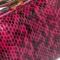Pre Owned Diane Von Furstenberg Magenta/Black Python Flirty Minaudiere Chain Clutch