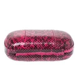 Pre Owned Diane Von Furstenberg Magenta/Black Python Flirty Minaudiere Chain Clutch