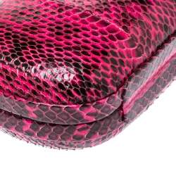 Pre Owned Diane Von Furstenberg Magenta/Black Python Flirty Minaudiere Chain Clutch