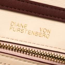 Pre Owned Diane von Furstenberg Burgundy Leather Studded Flap Shoulder Bag
