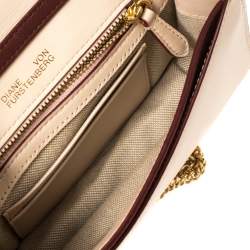 Pre Owned Diane von Furstenberg Burgundy Leather Studded Flap Shoulder Bag