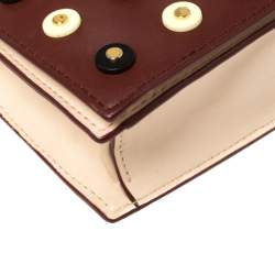 Pre Owned Diane von Furstenberg Burgundy Leather Studded Flap Shoulder Bag