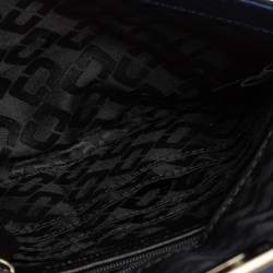 Pre Owned Diane Von Furstenberg Blue Croc Embossed Secret Agent Clutch