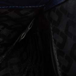 Pre Owned Diane Von Furstenberg Blue Croc Embossed Secret Agent Clutch