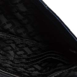 Pre Owned Diane Von Furstenberg Blue Croc Embossed Secret Agent Clutch