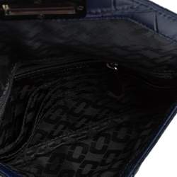 Pre Owned Diane Von Furstenberg Blue Croc Embossed Secret Agent Clutch