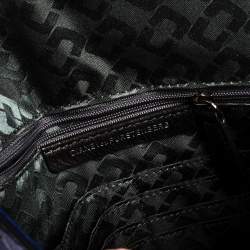 Pre Owned Diane Von Furstenberg Blue Croc Embossed Secret Agent Clutch