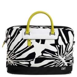 Diane Von Furstenberg Multicolor Printed Canvas and Leather Laptop Bag
