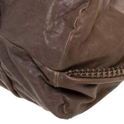 Pre Owned Diane Von Furstenberg Brown Leather Belle Draped Wrap Shoulder Bag