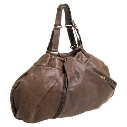 Pre Owned Diane Von Furstenberg Brown Leather Belle Draped Wrap Shoulder Bag