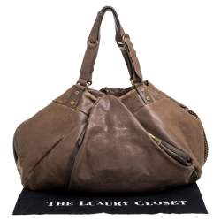 Pre Owned Diane Von Furstenberg Brown Leather Belle Draped Wrap Shoulder Bag