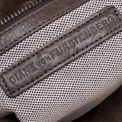 Pre Owned Diane Von Furstenberg Brown Leather Belle Draped Wrap Shoulder Bag