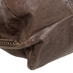 Pre Owned Diane Von Furstenberg Brown Leather Belle Draped Wrap Shoulder Bag