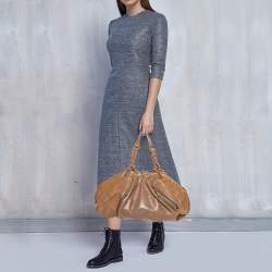 Pre Owned Diane Von Furstenberg Brown Leather Belle Draped Wrap Shoulder Bag