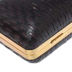 Pre Owned Diane von Furstenberg Black Perforated Leather Clutch