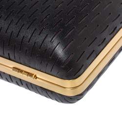 Pre Owned Diane von Furstenberg Black Perforated Leather Clutch