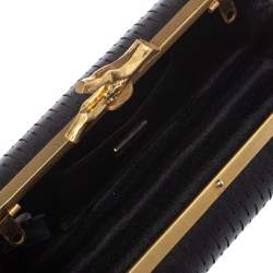 Pre Owned Diane von Furstenberg Black Perforated Leather Clutch