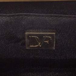 Pre Owned Diane von Furstenberg Black Perforated Leather Clutch