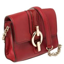 Pre Owned Diane Von Furstenberg Red Leather Micro Mini Sutra Crossbody Bag