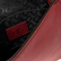 Pre Owned Diane Von Furstenberg Red Leather Micro Mini Sutra Crossbody Bag