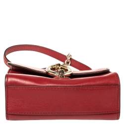 Pre Owned Diane Von Furstenberg Red Leather Micro Mini Sutra Crossbody Bag