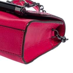 Pre Owned Diane von Furstenberg Pink Leather and Python Mini Highline Micro Crossbody Bag