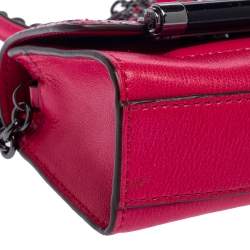 Pre Owned Diane von Furstenberg Pink Leather and Python Mini Highline Micro Crossbody Bag