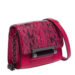 Pre Owned Diane von Furstenberg Pink Leather and Python Mini Highline Micro Crossbody Bag