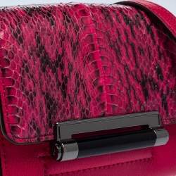 Pre Owned Diane von Furstenberg Pink Leather and Python Mini Highline Micro Crossbody Bag